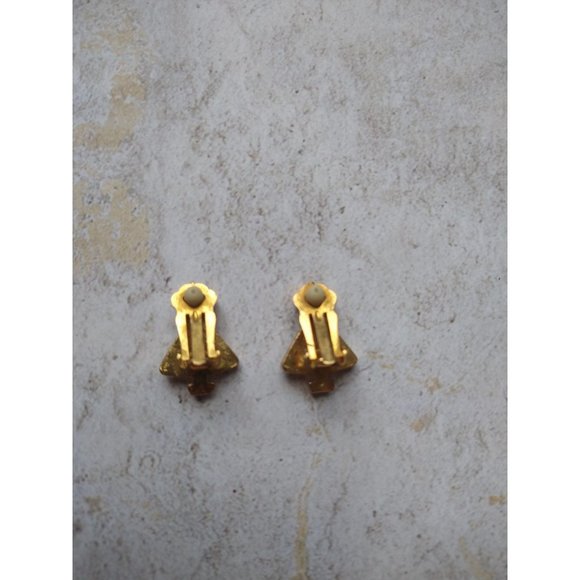 Vintage Christmas Tree Clip On Earrings Holiday Retro Estate Jewelry - Picture 5 of 6